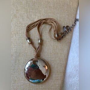 Vintage Chico’s Hammered Pendant Multi‎ Cords Necklace
